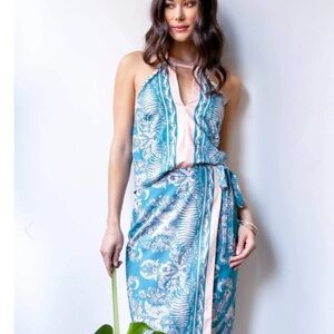 NEw Anthropologie Eva Franco Botanical Matching Midi Skirt Set & Halter 0P